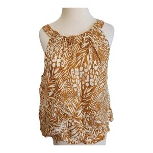 NWT Christian Siriano New York Linen Print Sleeveless Shirt Top sz large
